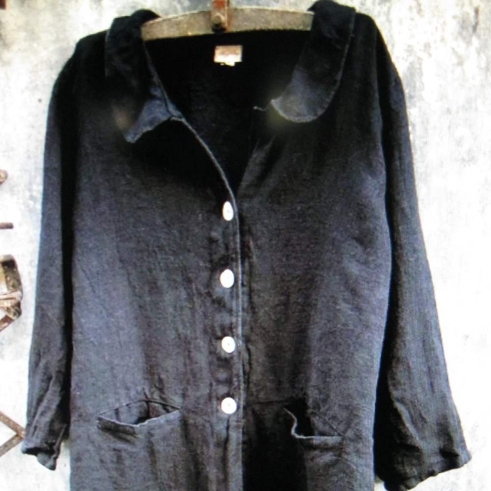 MegbyDesign Heavy Linen Black Coat S